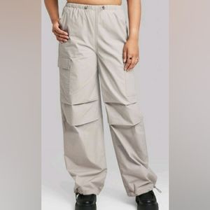 Women's High-Rise Cargo Parachute Pants - Wild Fable Taupe M